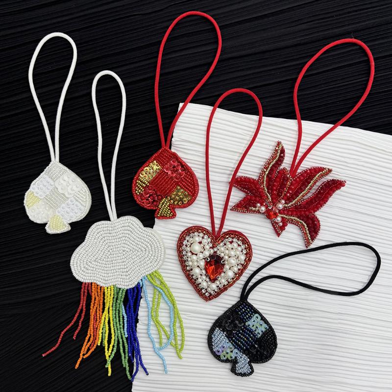 Beaded Heart Maple Leaves Tassel Rainbow Cloud Hanging Rope Patches Bag Ornaments Lanyard Patch Applique