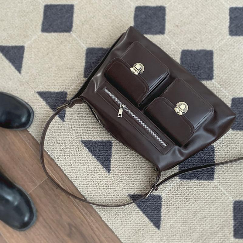 

Maillard Винтажная сумка для мотоцикла Женская мода Дизайнерские сумки на плечо Новая корейская версия Сумка-тоут Большая вместимость Commuter Pack (30cm<Max Length<50cm)