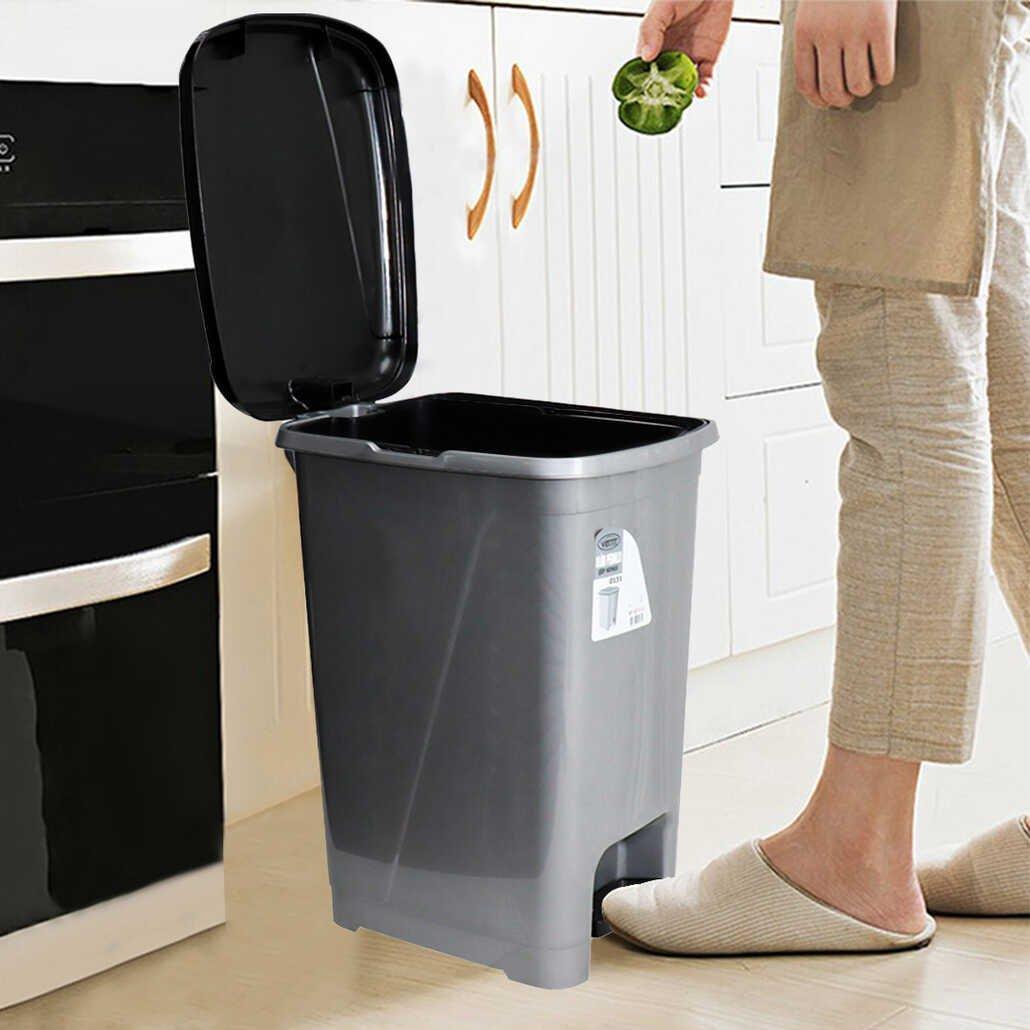 

Пластиковый мусорный бак Scratch Anet Slim Pedal с черной крышкой