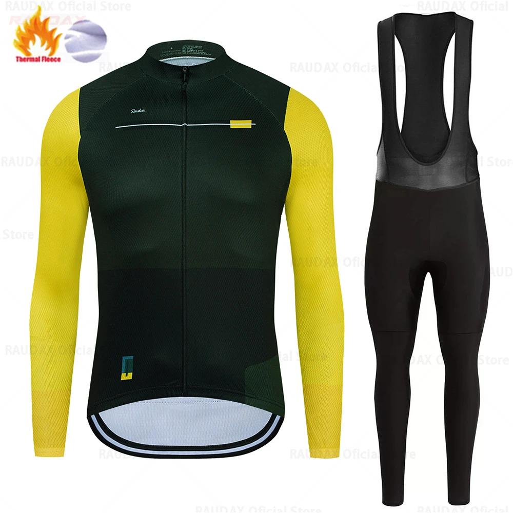 2025 Raudax Twelve Colors Winter Thermal Fleece Bicycle Clothing Cycling Jersey Set Bike MTB Riding Clothing Bib Pants Warm Sets