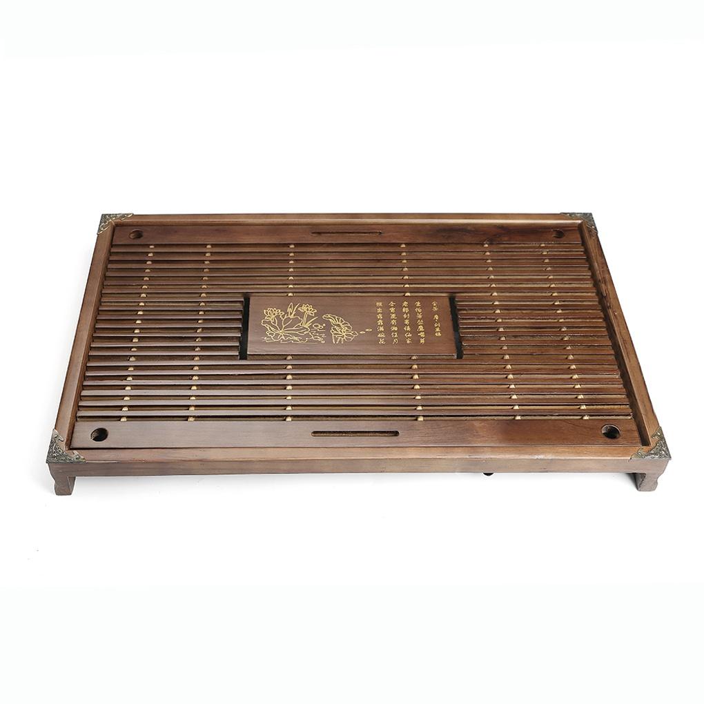 Wooden Moon Tea Ceremony Plate (53.5x33cm) (Brown)