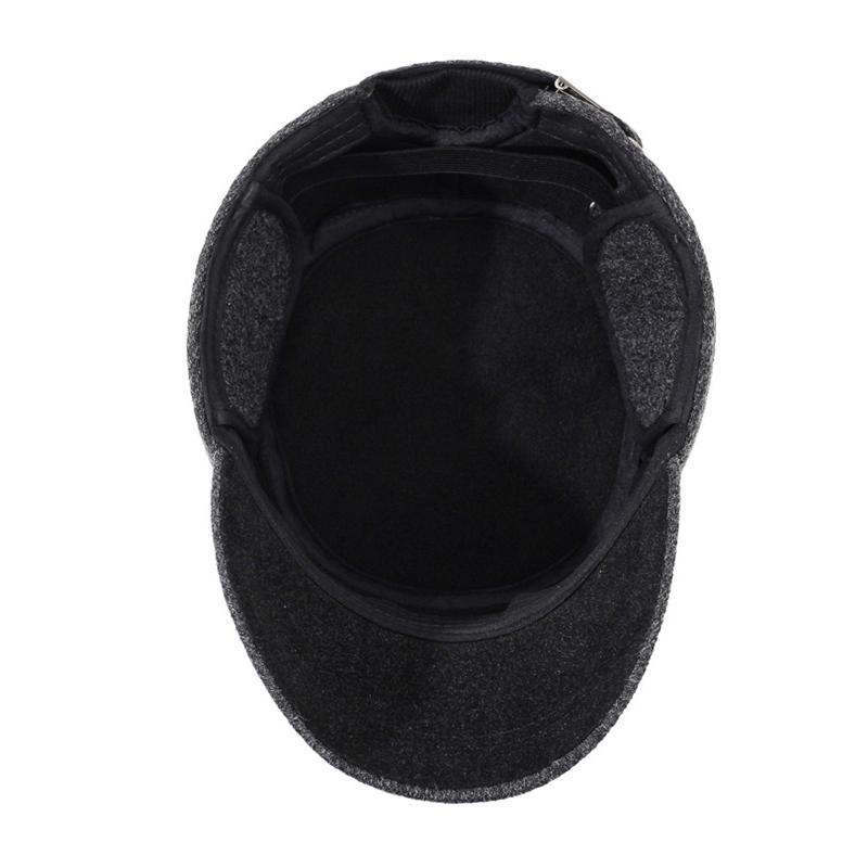 Middle-Aged and Elderly Cap Men's Winter Flat Cap Ear Protection Cap Autumn Winter Thick Warm Grandpa Cotton Cap