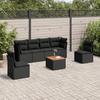 VidaXL Garden Lounge Set 7 Pcs with Cushions Black Wicker 3223549