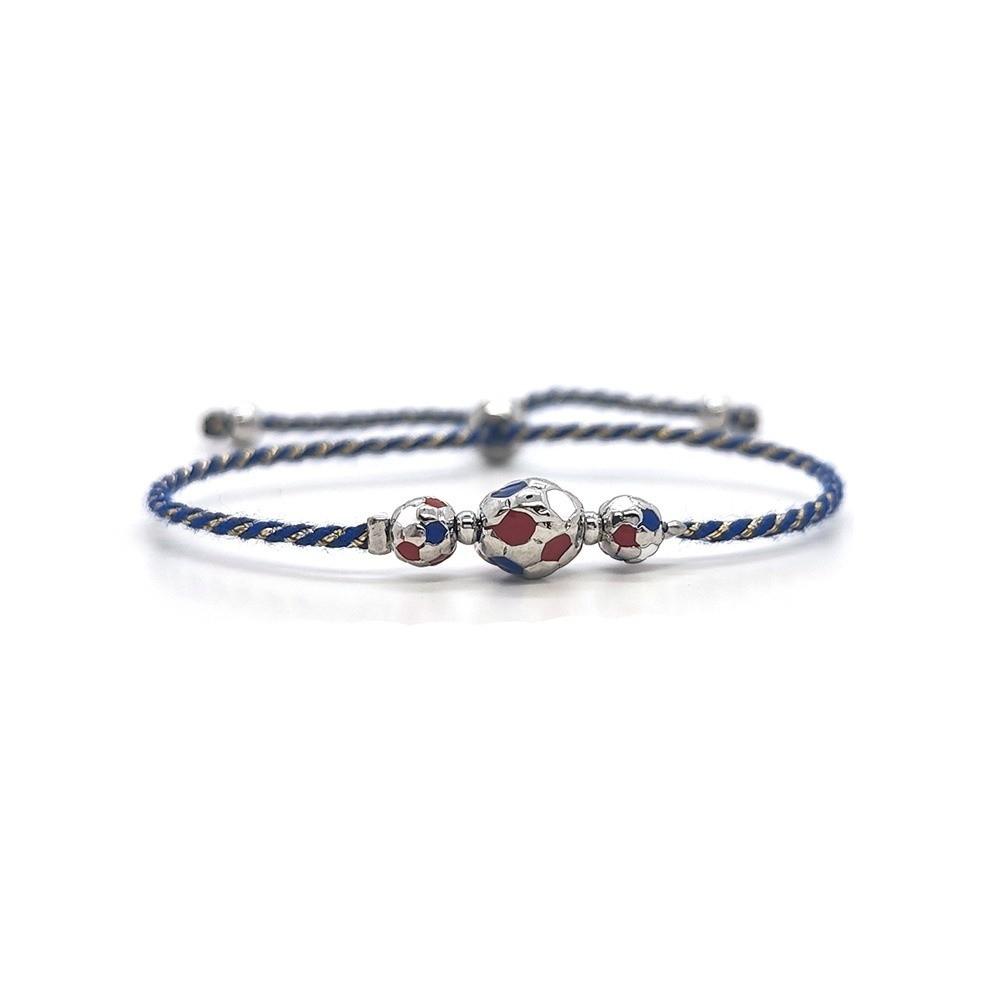 Adjustable Cord Football Beaded Bracelet Gold Silver Plated Braided Cord Bracelet  For Women Men