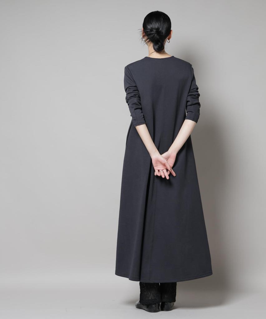 Nano Universe Light Cotton Cardboard Flared Size Dress, Women's, M, 023, Charcoal, 669-5219313