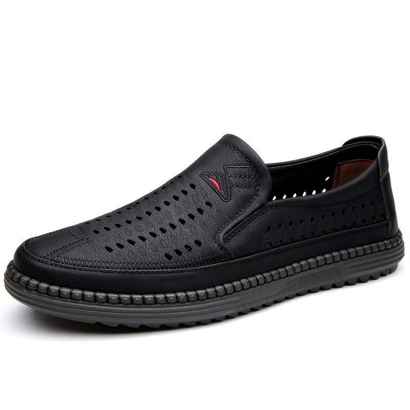 Fashion Spring Autumn Hot Selling Hollow Men's Leather Business Shoes Simple Trendy Loafers Outdoor Anti Slip Men's Sports Leisure Shoes
