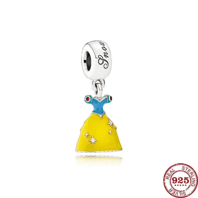S925 Silver Disney Princess Charms Mermaid Elsa Belle Snow White Beads Fit Original Bracelet DIY Pendant Women Jewelry