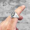 Heart of God Religious Cross Stainless Steel Mens Rings Punk Amulet for Male Boyfriend Biker Jewelry Creativity Gift