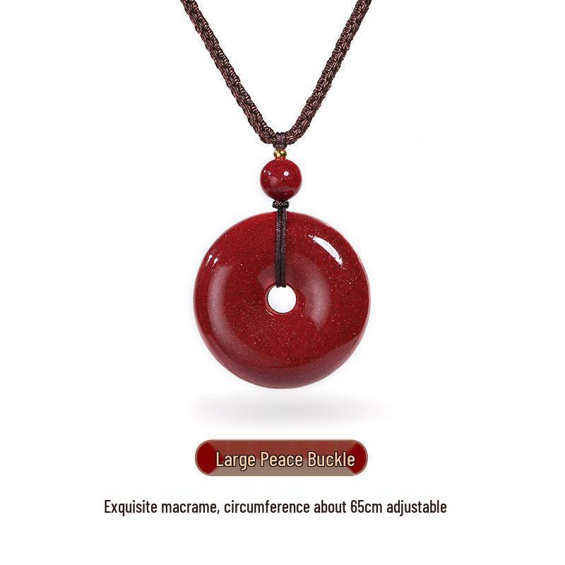 

Cinnabar Necklace Pendant: Unisex Peace Buckle with Purple Gold Sand – Perfect Gift Diameter 15mm