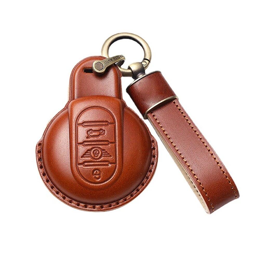 Kožený kryt na klíče od auta pro BMW MINI COOPER S ONE JCW F54 F55 F56 F57 F60 CLUBMAN COUNTRYMAN Držák na dálkový ovladač Shell Keychain
