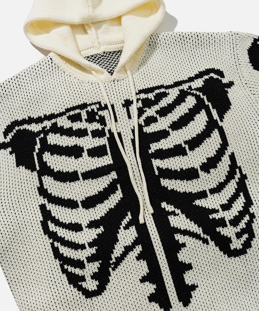 VASTIC Bone Jacquard Hoodie Knit_White / Black