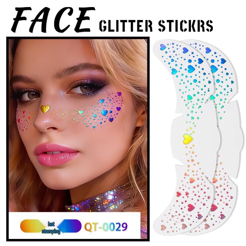 Heart Shape Sparkle Waterproof Face Tattoos - Temporary Laser Freckle Stickers