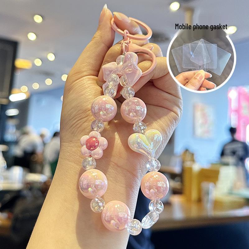 Charming Flower Bow Beaded Keychain & Heart Phone Charm
