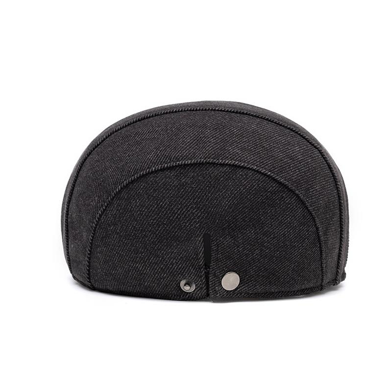 Winter Warm Forward Cap Men's Velvet Thick Cap Woolen Beret Solid Color British Newsboy Cap