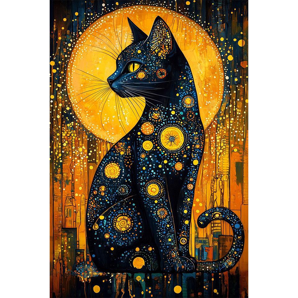 DIY Diamond Painting Art 5D round Diamond Mosaic cat Diamond Embroidery Cross-Stitch kit for Adult Home wall Decoration