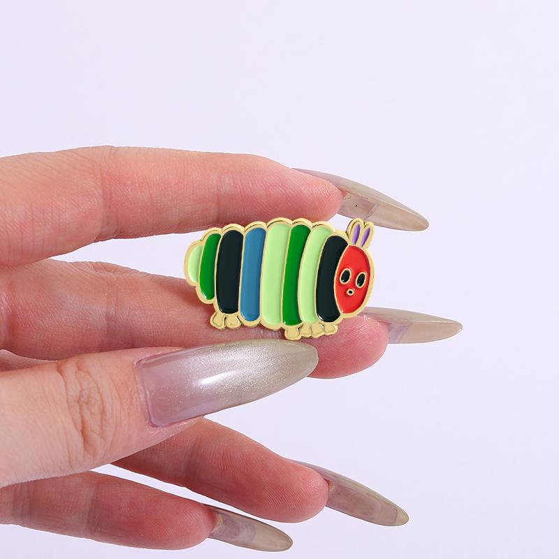 Apple Borer Enamel Pins Custom Caterpillar Turns Into Butterfly Brooches Lapel Badges Clothes Funny Jewelry Gift for Friends