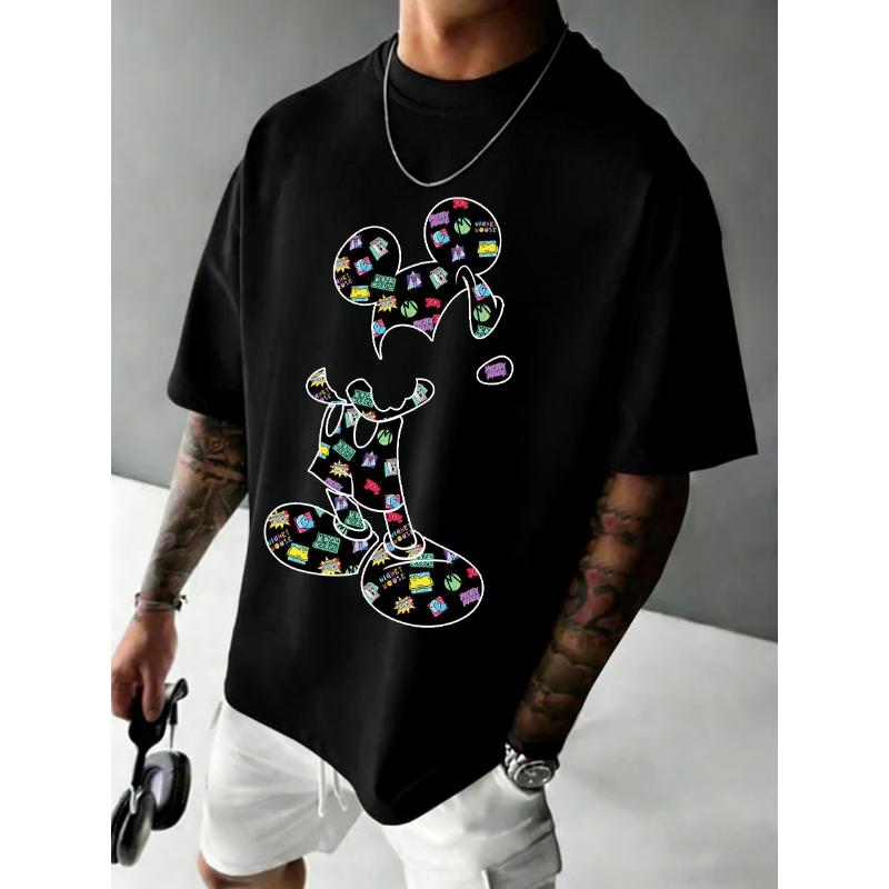 Mickey Mouse Printed Men's T-Shirt Summer Casual Cute Cartoon Short Sleeve Top Men's Clothing Y2k Clothes Tee