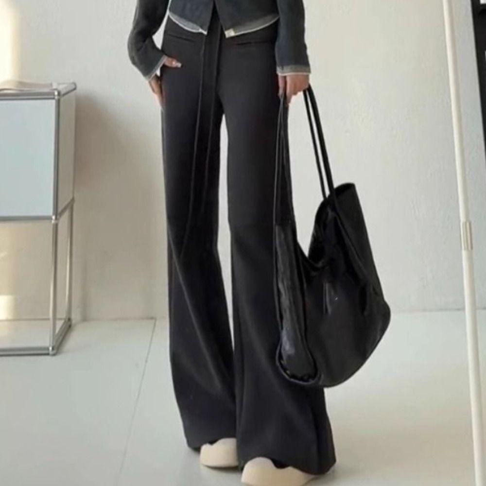 Drawstring Casual Pants Women Loose Wide Leg Pants Fashion Straight Leg Pants  Jogging