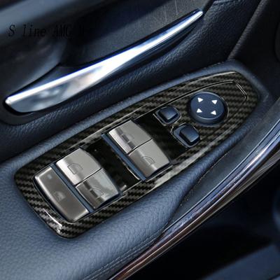 Pour BMW Série 3 4 F30 F31 F34 F35 F32 F33 2013- Panneau d'accoudoir de porte en fibre de carbone Bouton de commutation de lève-vitre