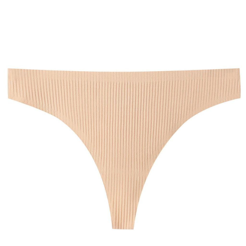 Pure Cotton Sexy Women's Thongs - Solid Color Ribbed T-Pants for Girls