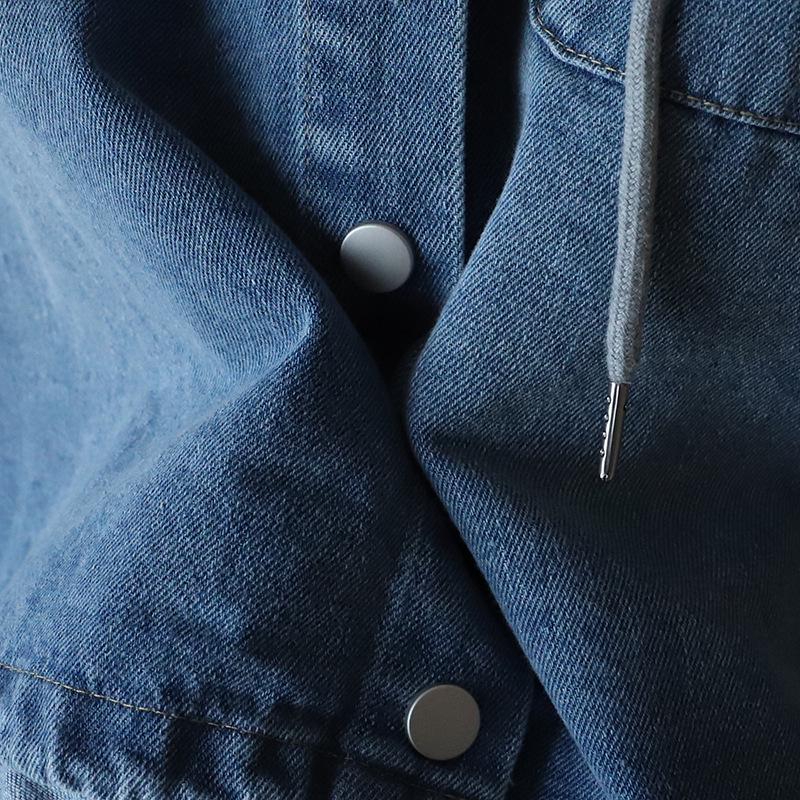 [Bi Zheng] 2025 Korean Style Patchwork Hoodie: Women's Two-Piece Loose Denim Shirt