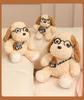 Adorable Egg Tart Camera Plush Dog Doll with Cute Glasses - Healing Companion Toy