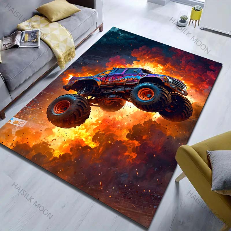 1PC Hot Monster Car Print Carpet for Bedroom Living Room Bedside Sofa Floor Mat Modern Home Decor Area Rug Large Size