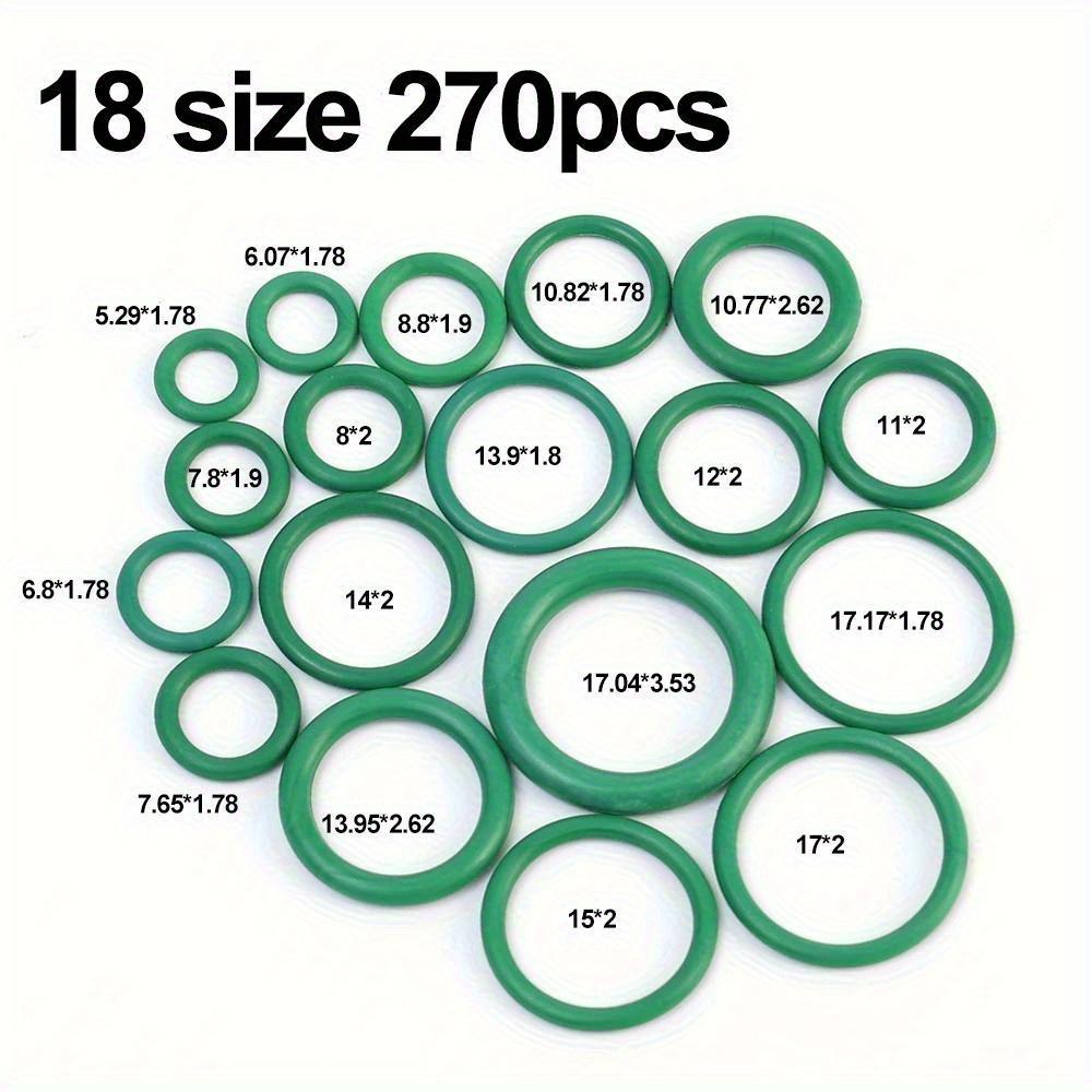 270pcs Green High-Quality Rubber O-Ring Kit - 18 Sizes Heavy-Duty Multi-Purpose Seals for Automotive, Plumbing, HVAC
