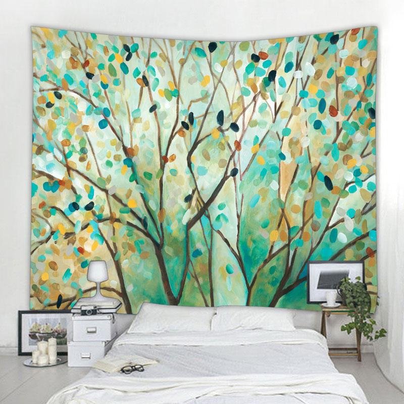 Plant, Flower, and Bird Tapestry Simple Nordic Style Wall Hanging Cloth Hippie Bohemian Home Dormitory Aesthetic Wall Decoration