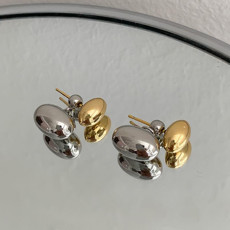 Y2K Style Metal Peas Dangle Earrings for Women Two Wearing Methods Minimalist Temperament Beads Ear Accessories Fashion Jewelry