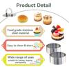 Uncle Jack 4 Pieces Round Cake Ring Molds, Stainless Steel Cake Ring Mold with Pusher, for Kitchen Tools, Baking Pastry, Mousse (Include 4 Rings and