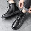 Fashion High Quality Men Casual Leather Ankle Boot Fashion High Top Lace-up Outdoor Antiskid Walking Shoe Comfy Flat Designer Sport Shoe