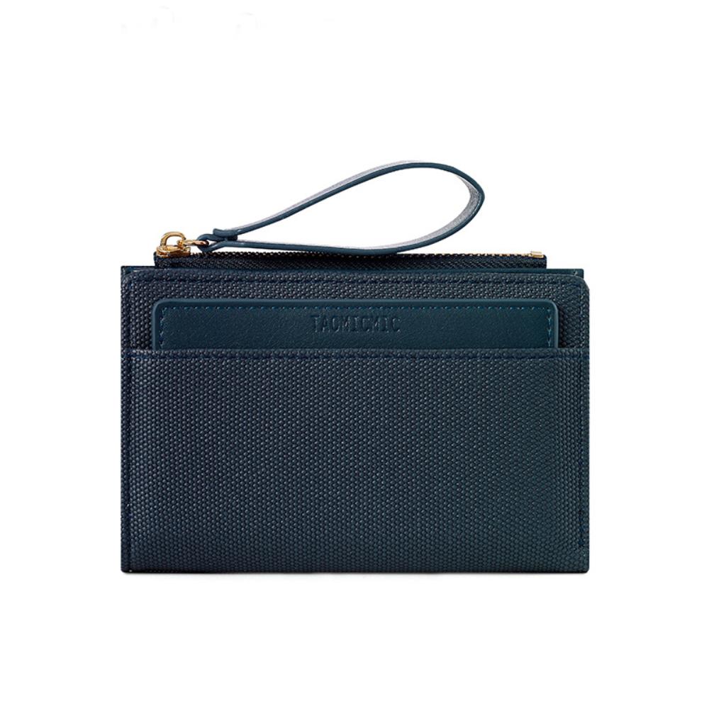 New PU Women's Purse Solid Color Fold Over Short Wallet Large Capacity with Zipper Design Card Bag