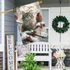 1pc, Winter Cardinal Cat Red Berrydouble-sided Garden Flag Yard Decoration, Outdoor Decoration, Lawn Decoration, Flag Only