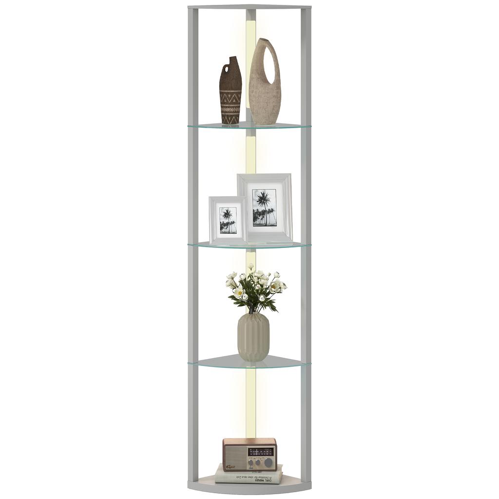 LED Floor Lamp with Shelves, Dimmable Standing Lamp with Foot Switch for Living Room, Bedroom, Grey