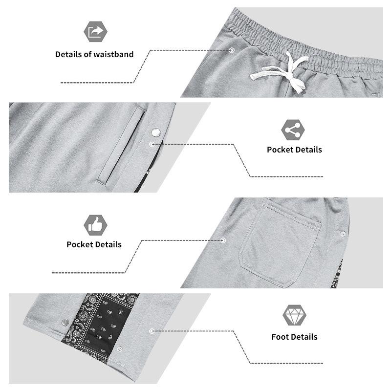 Mens American Hip Hop High Street Loose Paisley Straight Leg Casual Sweatpants