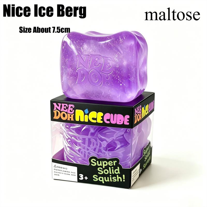 Needoh Nice Cubo Giocattolo Rosa 7.5cm Gigante Scintillante Trasparente Maltosio Sensoriale Impastare Allungare Sollievo dall'Ansia Autismo ADHD Svago Regalo