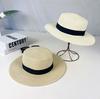Panama Lafite Flat Top Straw Hat Summer Tourism British Simple Shade Sun Hat Beach Eaves Straw