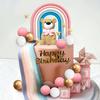 22pcs Pink Bear Cake Decoration Pink White Blue Rainbow Golden Ball Star Cake Top Baby Girl Shower Birthday Cake Decoration