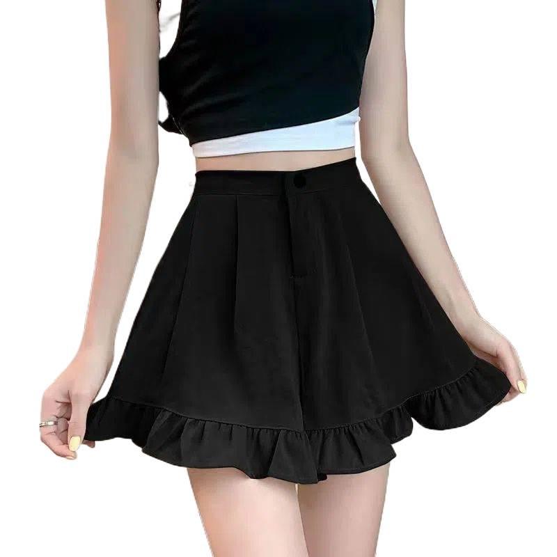 Women's Summer Khaki Pleated High-Waisted Wide-Leg A-Line Pants