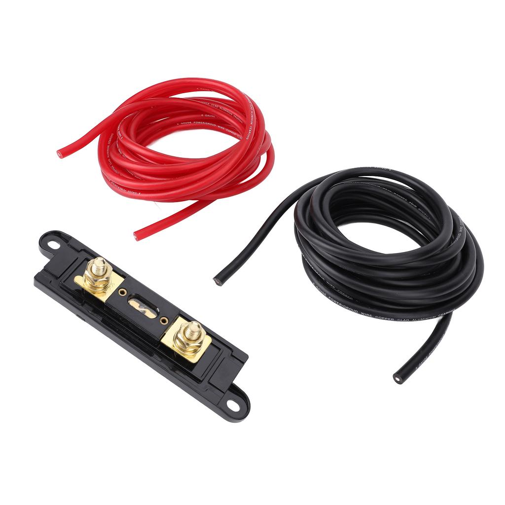 8AWG 20ft Wire Stable Signal Efficient Transfer Copper Clad Aluminum Power Ground Cable with 100A Fuse Box for Car RV