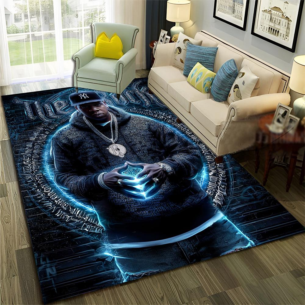 New Legend Rappers Star Art Cartoon Hip Hop Rug for Bedroom Living Room Sofa Home Doormat Decor,Kid Play Non-slip Floor Mat