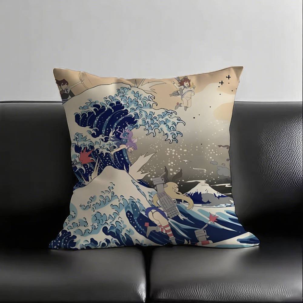 1pc The Great Wave Of Kanagawa Hokusai Pillow Case Square Bedroom Sofa Leisure Comfort Cushion Car Living Room Home Decoration