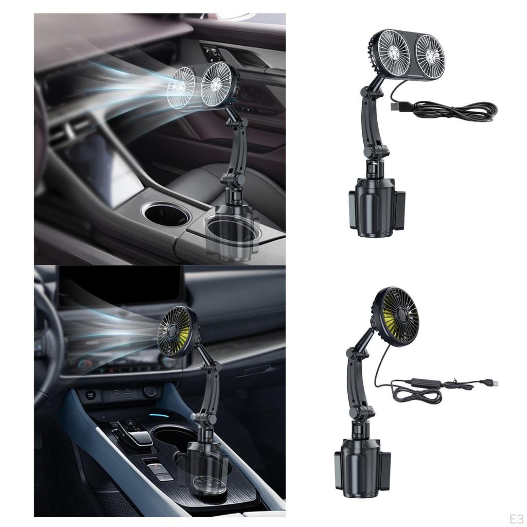 12V 24V Car Cooling Fan Speed Mounted In Cup Holder Low Noise Anti Slip Degree Rotation for Vehicles