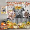 Halloween Duschvorhang Kinder Retro Lustig Geist Cartoon Niedlich 70er Y2k Herbst Kürbisse Blume Duschvorhang Badezimmer Set
