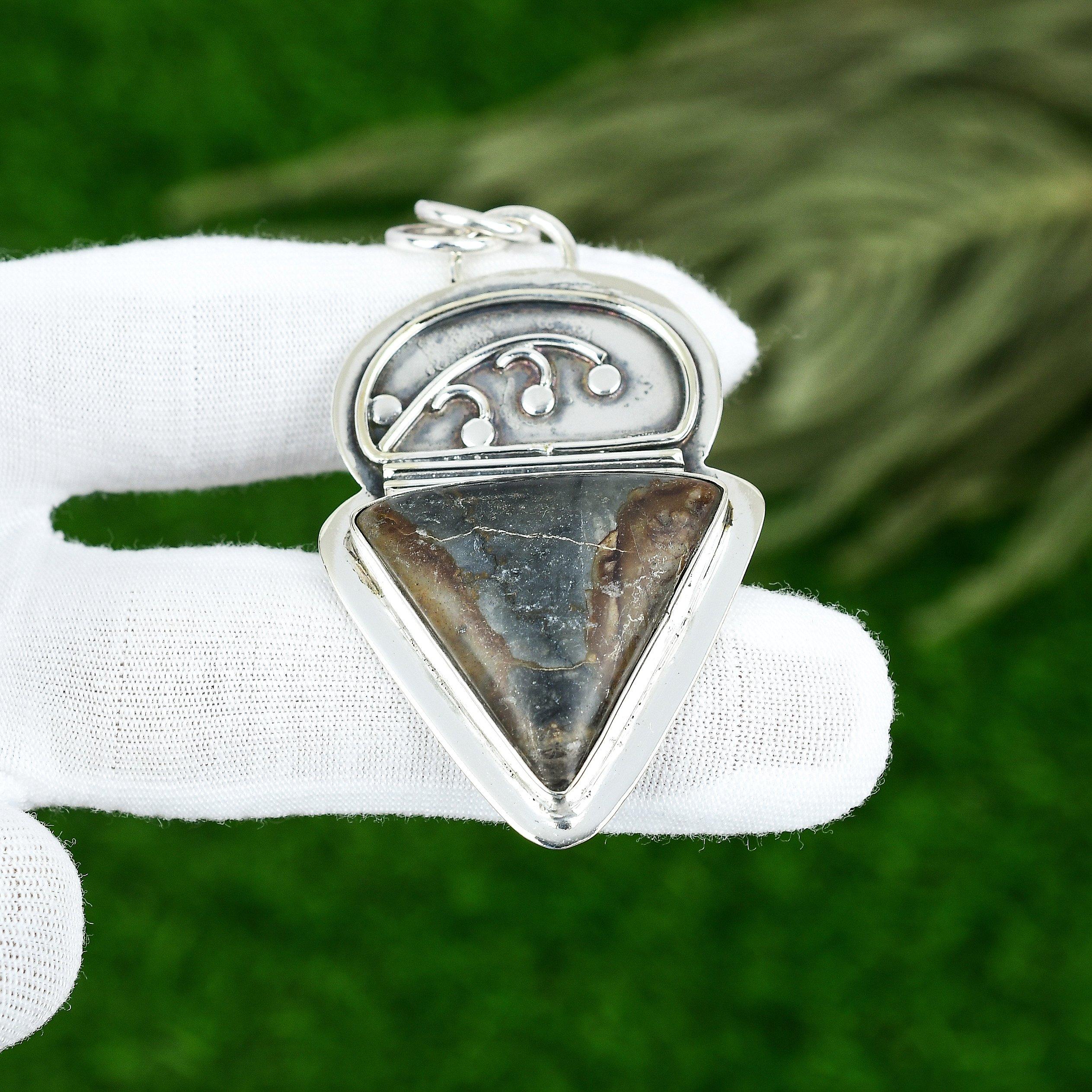 Sisters Day Sale Sterling Silver Natural Picasso Jasper Engagement Wife Pendant