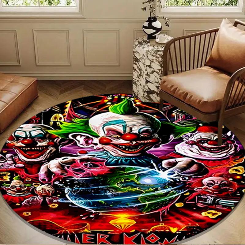 Clown Horror Round Rug for Livingroom,Bedroom, Palyroom, Chair Rug, Area Rug, Circle Carpet, Large Size Fan Christmas Gift