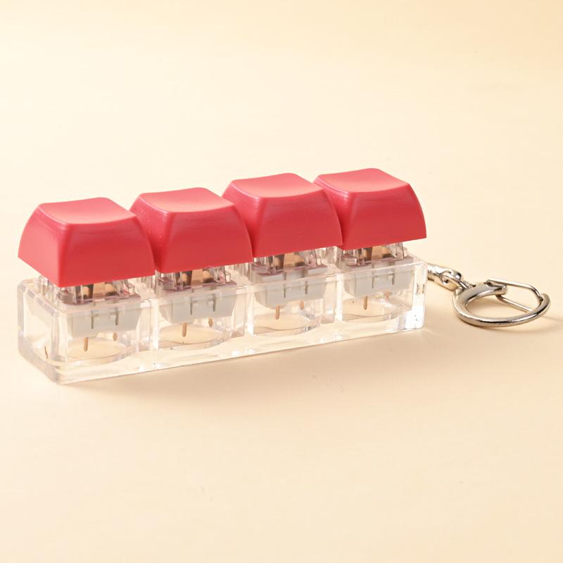 Cute 1 Buttons Keyboard Fidget Keychain Keyboard Clicker Mechanical Keyboard Keyring Stress Relief Toys Gift For Girlfriend