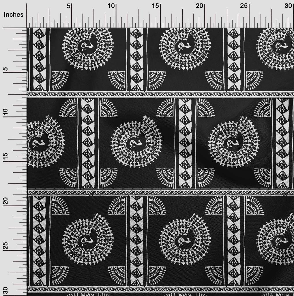 oneOone Baumwoll-Flex Schwarzer Stoff Asiatischer Blumenblock Quiltzubehör Druck Nähstoff pro Yard 40 Zoll