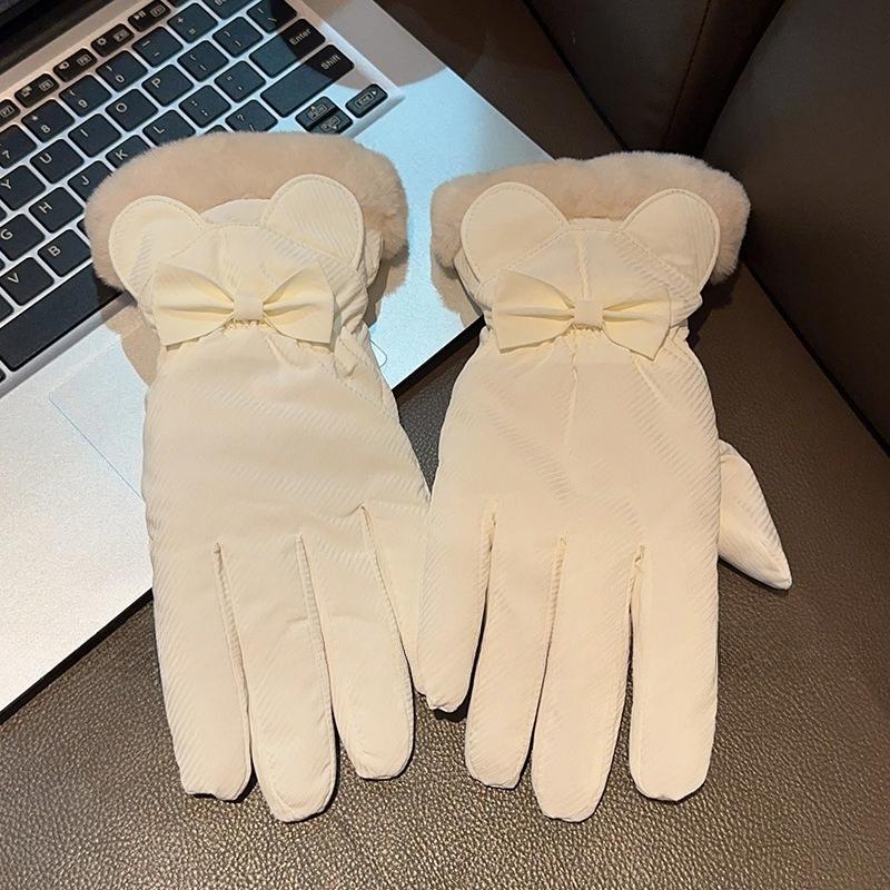 

Женские зимние перчатки для велоспорта, симпатичные, водонепроницаемые, с сенсорным экраном, плюс бархатные, утолщенные, ветрозащитные, зимние, для защиты от тепла и холода, для электромобиля one size